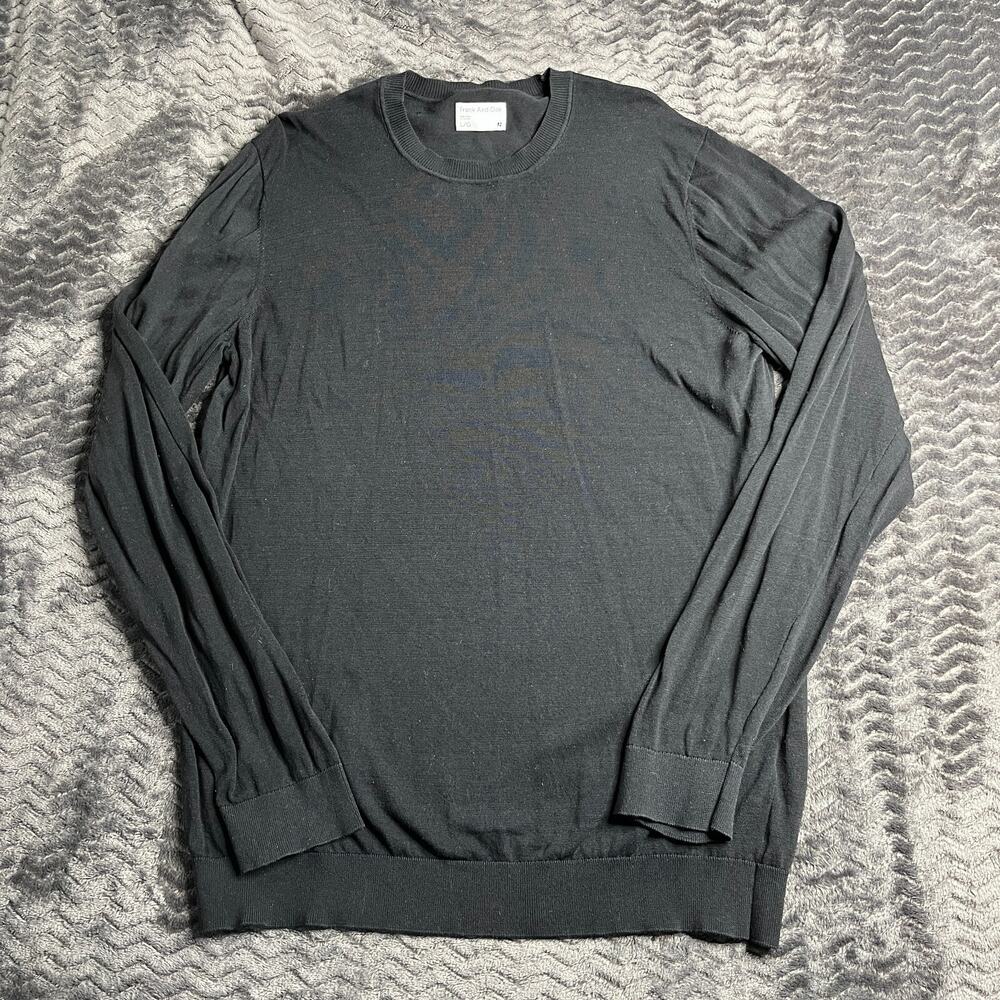 Frank & Oak Black Crewneck Long Sleeve Wool Sweater Size Large